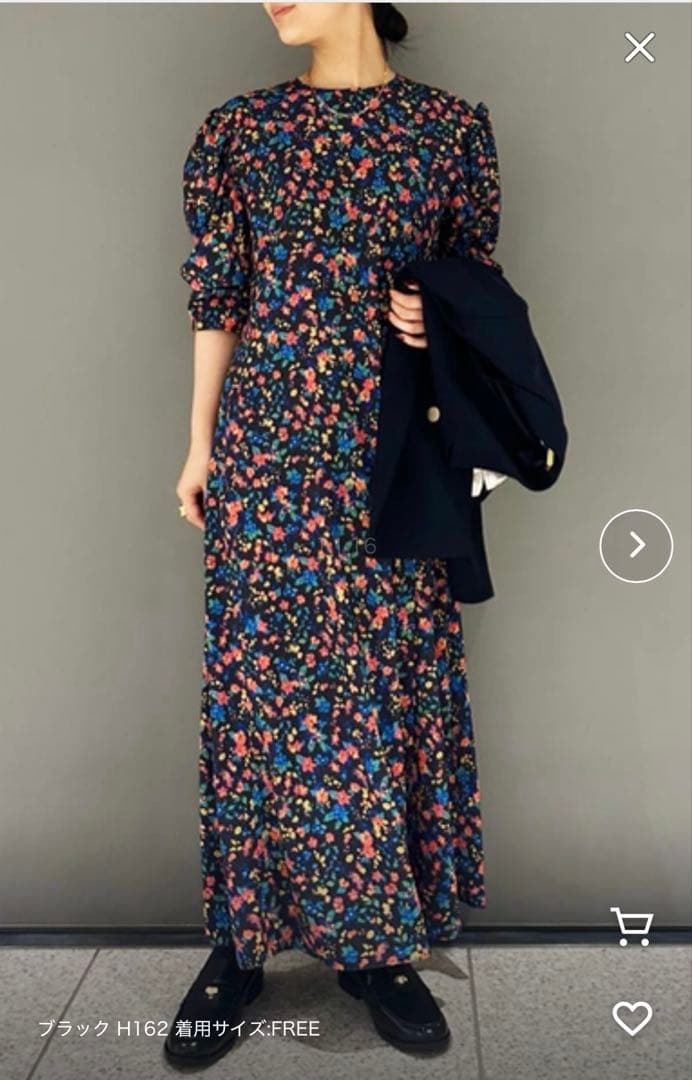 【極美品】24AW✨️完売品 アンティークフラワーノーカラー ワンピース 手洗い可