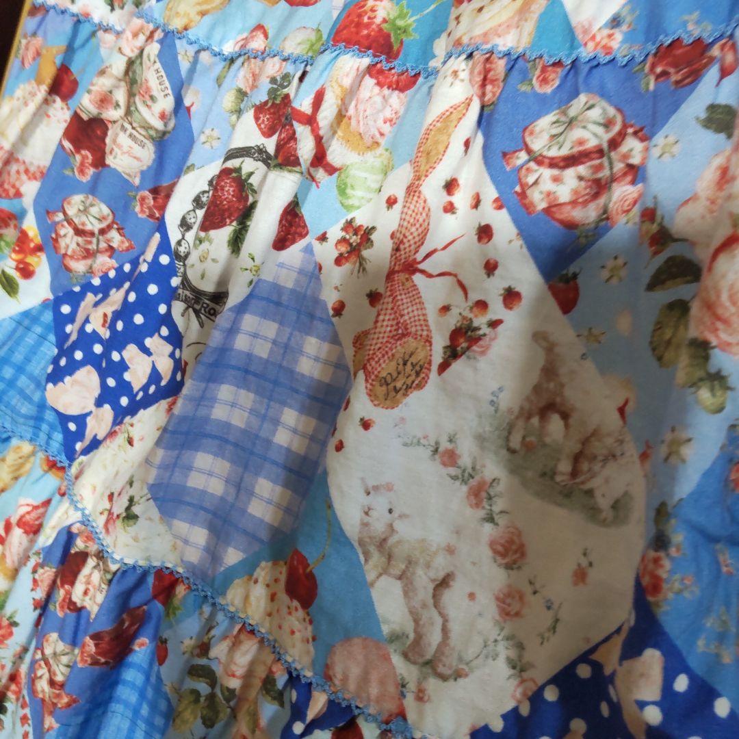 ピンクハウスパッチワーク柄 半袖ロングワンピース