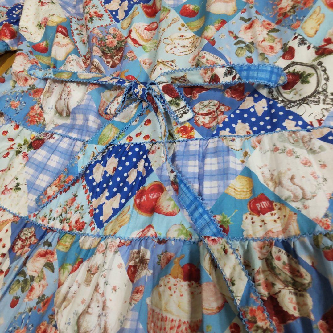 ピンクハウスパッチワーク柄 半袖ロングワンピース