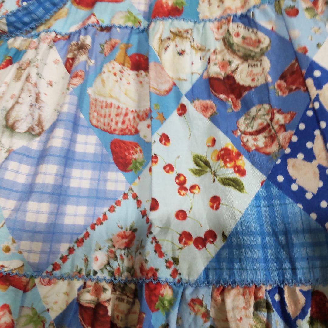 ピンクハウスパッチワーク柄 半袖ロングワンピース