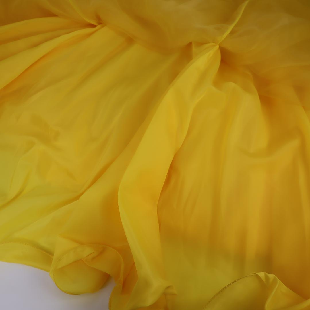 【美品 社交ダンス衣装】豪華ラインストーン×イエロー ドレス チョーカー