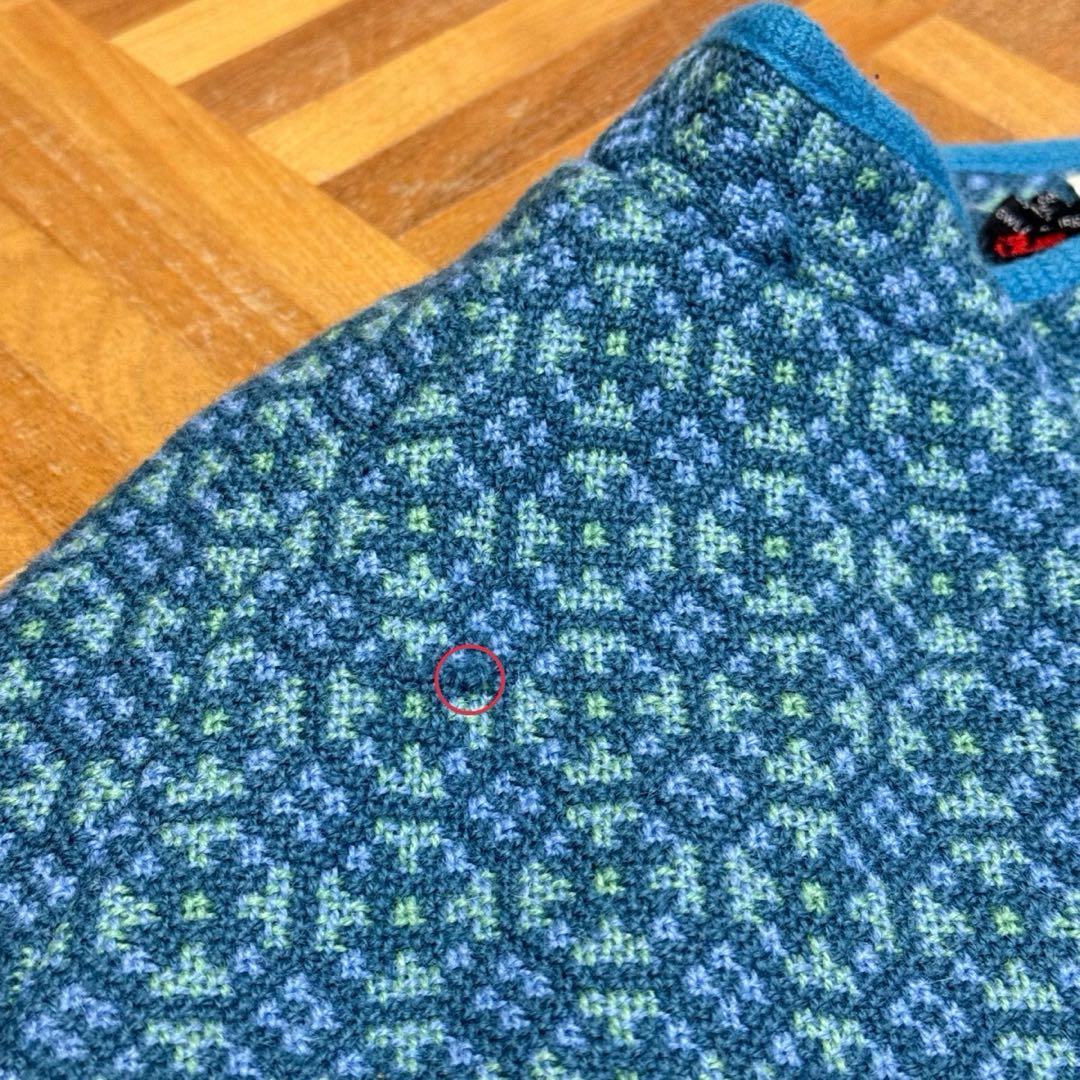 ヴィンテージ アシンメトリー 総柄 ウール ケープコート ポンチョ S749b