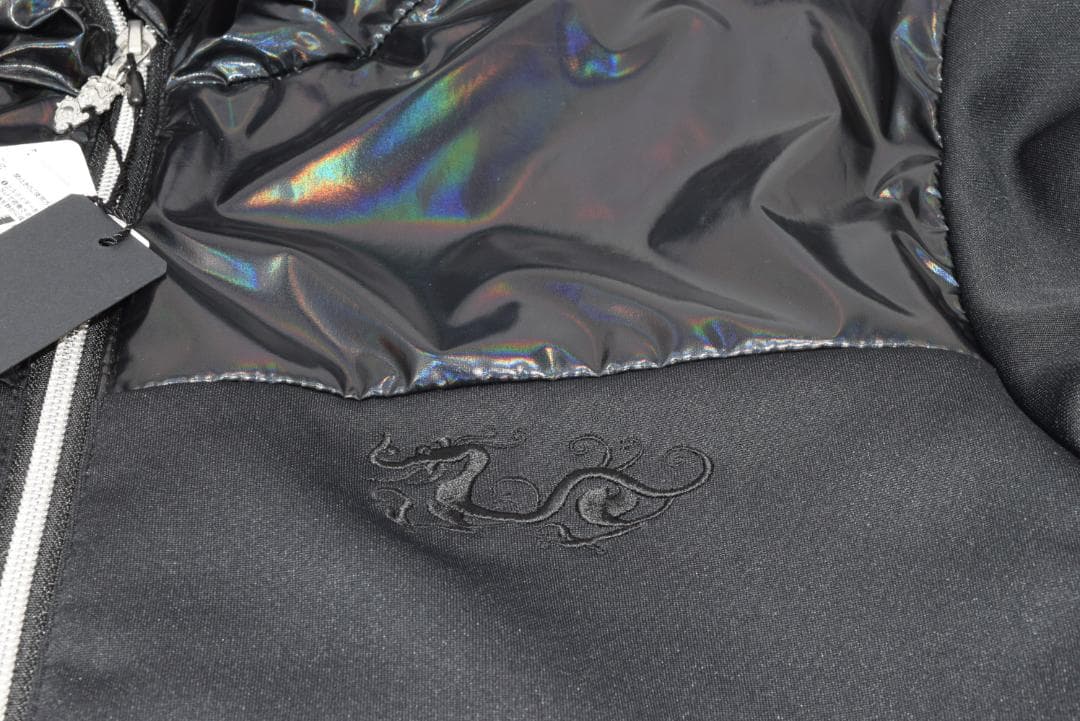 新品☆ダンスウィズドラゴン ホログラム タフタ ブルゾン☆黒＆黒☆XLサイズ