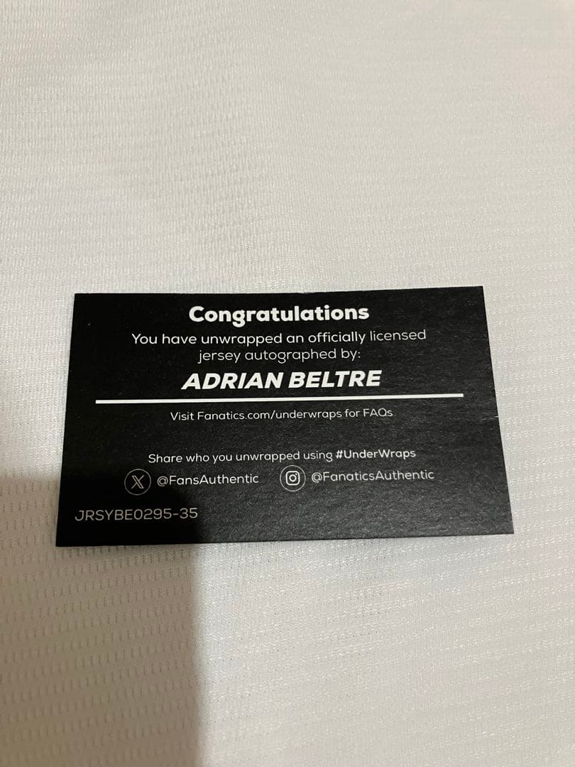 ベルトレ 直筆サイン入りユニフォーム Fanatics公式ホログラム付き 本物