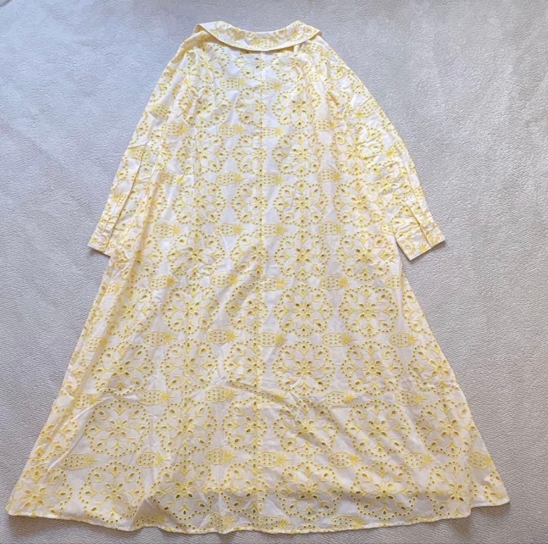 新品✨OBLI イエローレースワンピース　オブリ　コットンレース　インナー付き