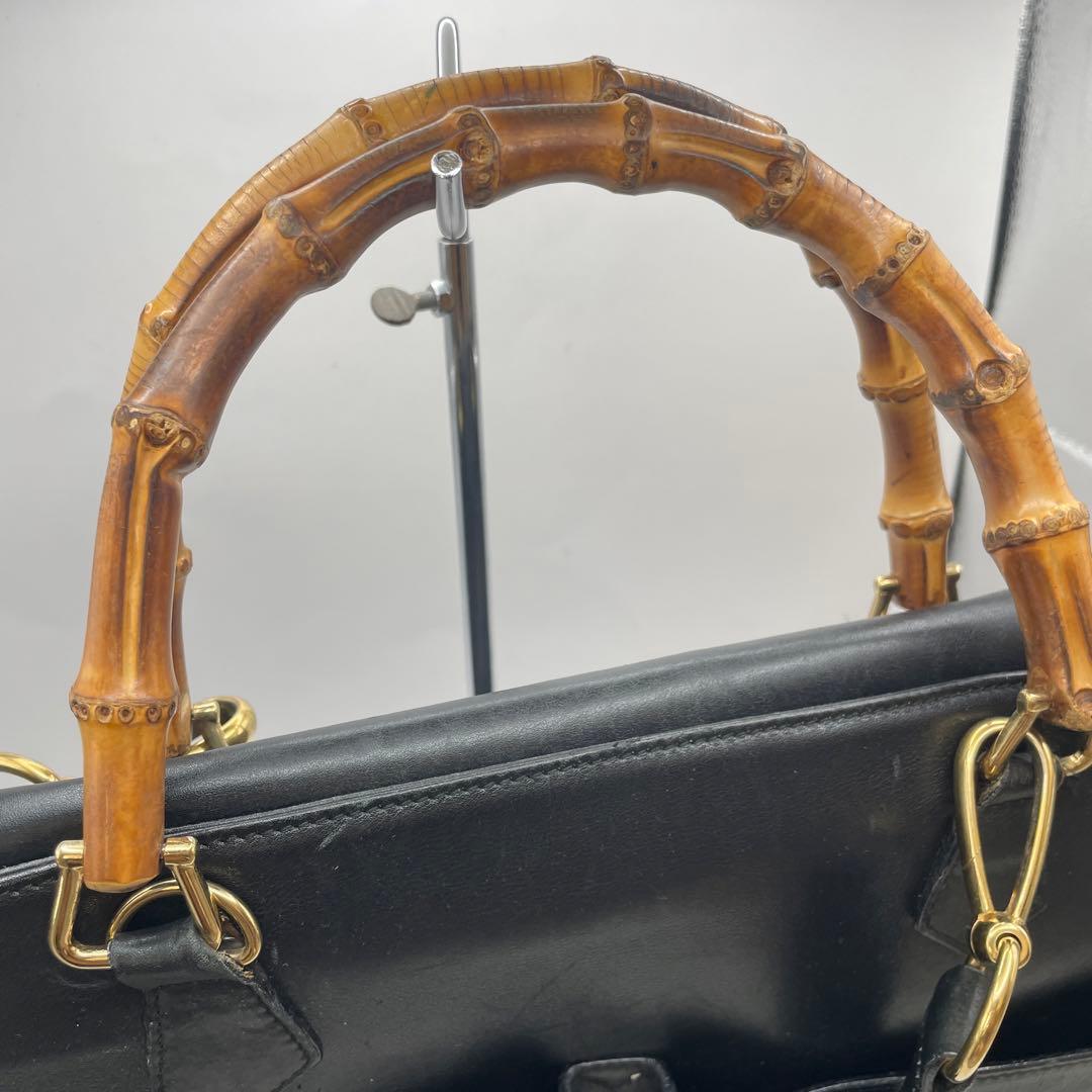 特価✨ GUCCI グッチ バンブー 2way トートバッグ ブラック レザー