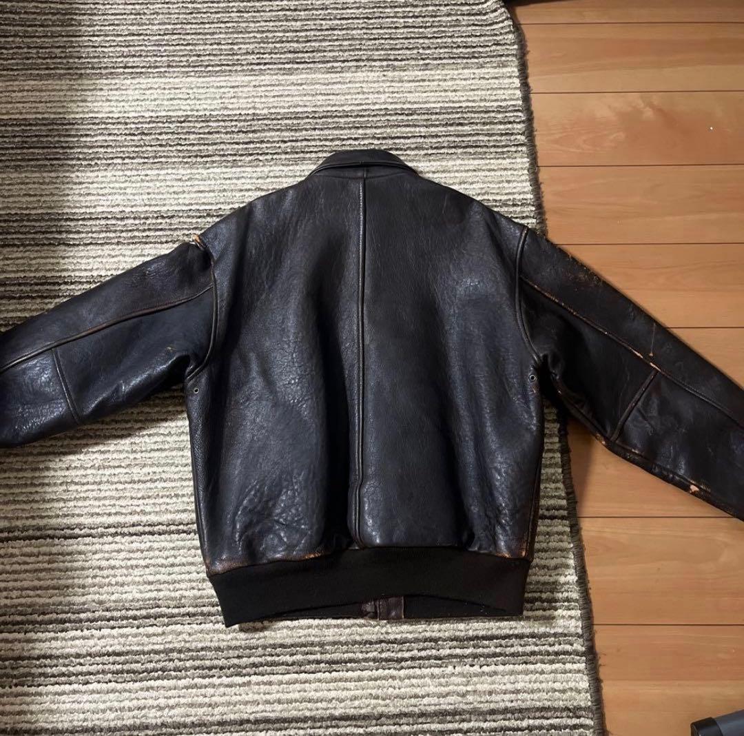 【yuto】 レザー フライトジャケット アメリカ国旗デザイン A2