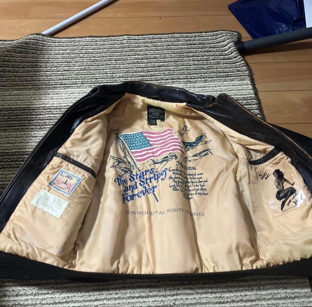 【yuto】 レザー フライトジャケット アメリカ国旗デザイン A2