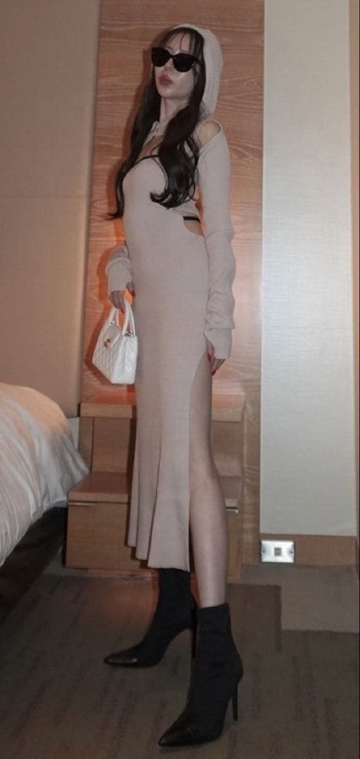 amerge. ベージュ アンサンブルワンピース 長袖