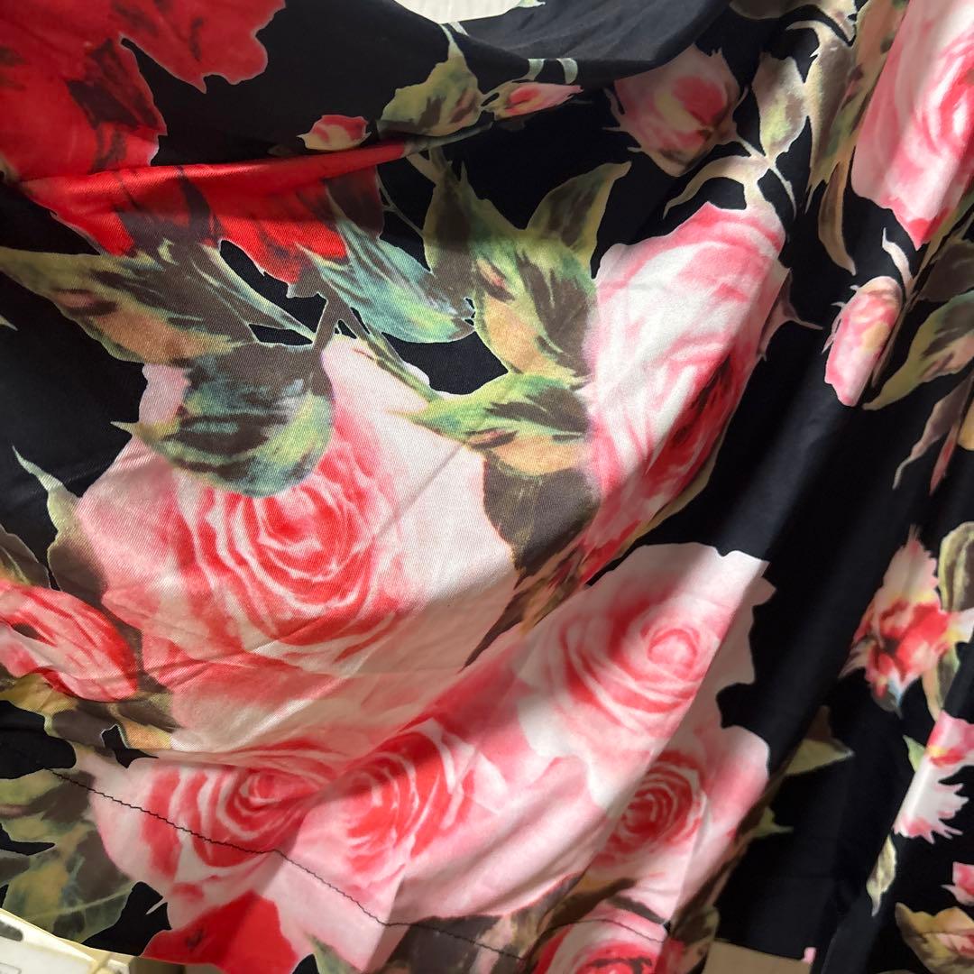 社交ダンス　今期新作　パーティードレス　黒プリント　新品