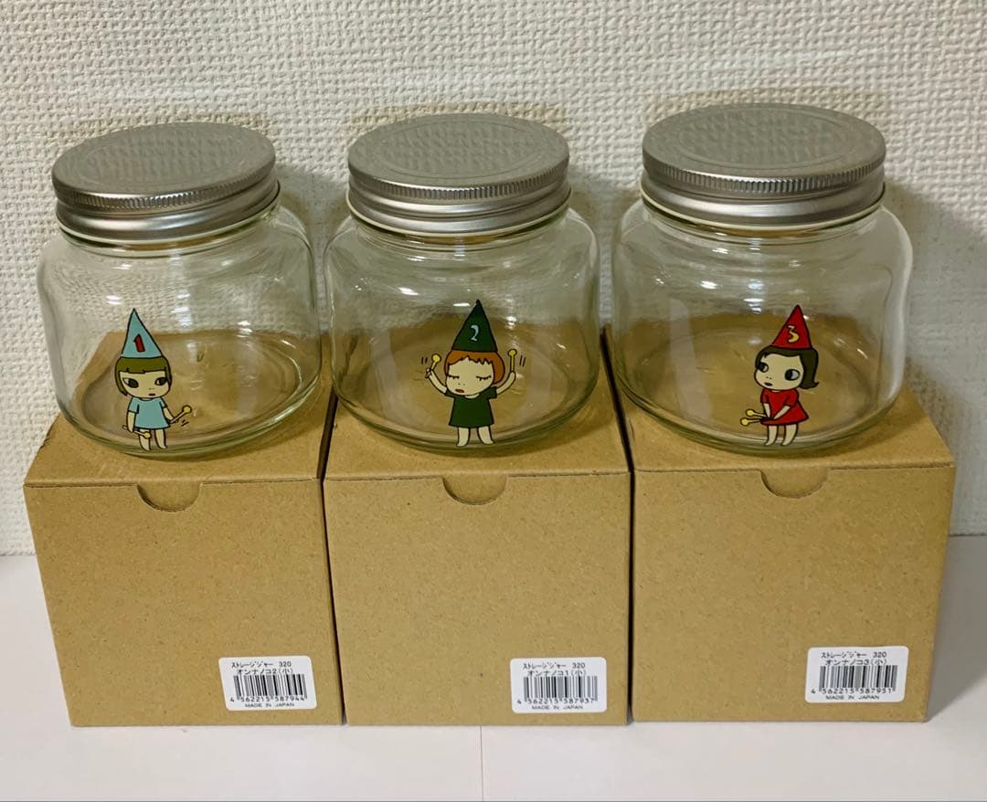 即購入OK奈良美智ストレージジャー (小) キャニスター ガラス オンナノコ