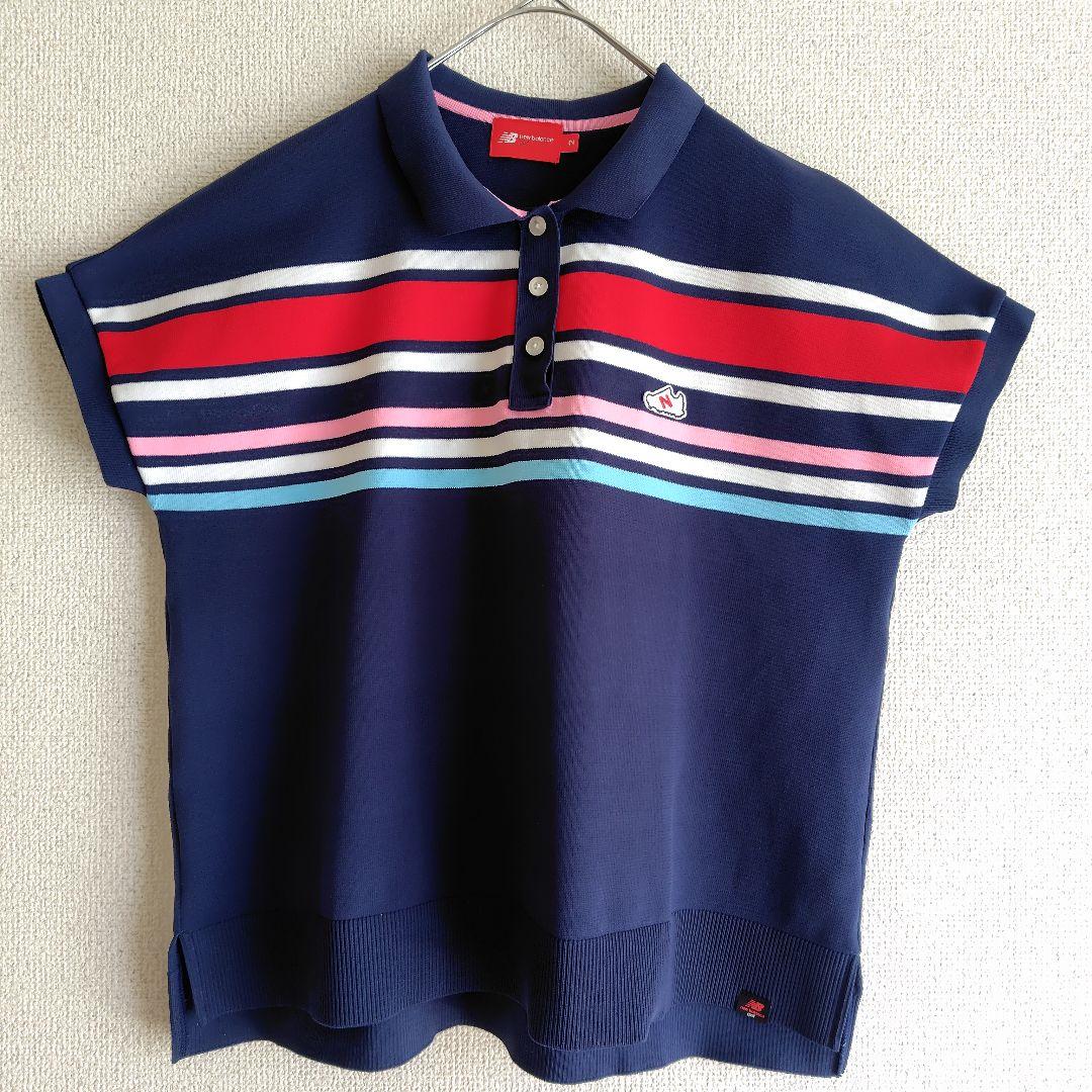 【日本製】ニューバランスゴルフ ポロシャツ 2 マルチボーダー ネイビー 紺