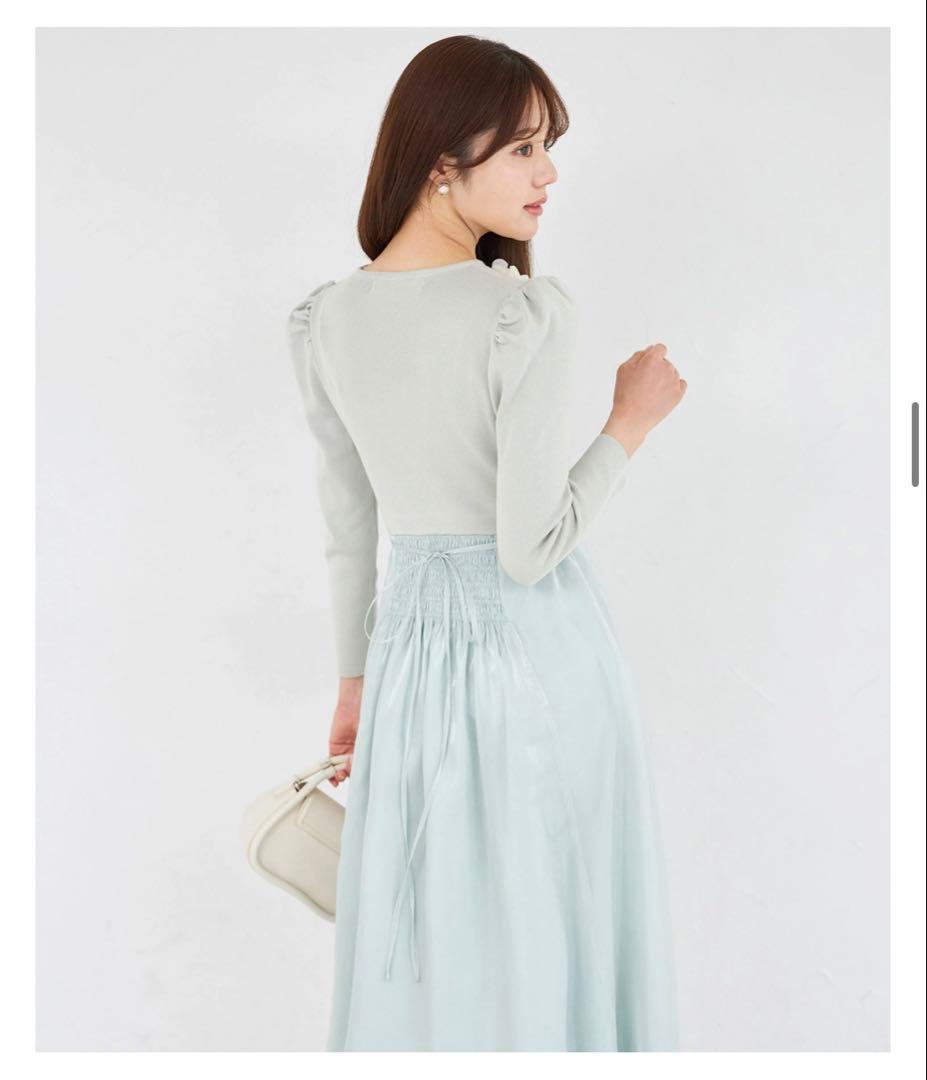 ウエストリボンフラワービジューニットドッキングワンピ tocco closet