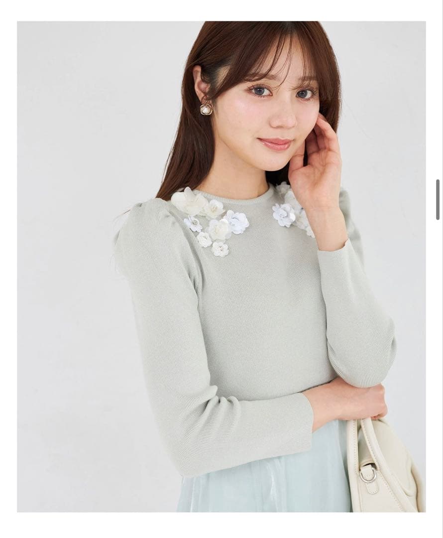 ウエストリボンフラワービジューニットドッキングワンピ tocco closet