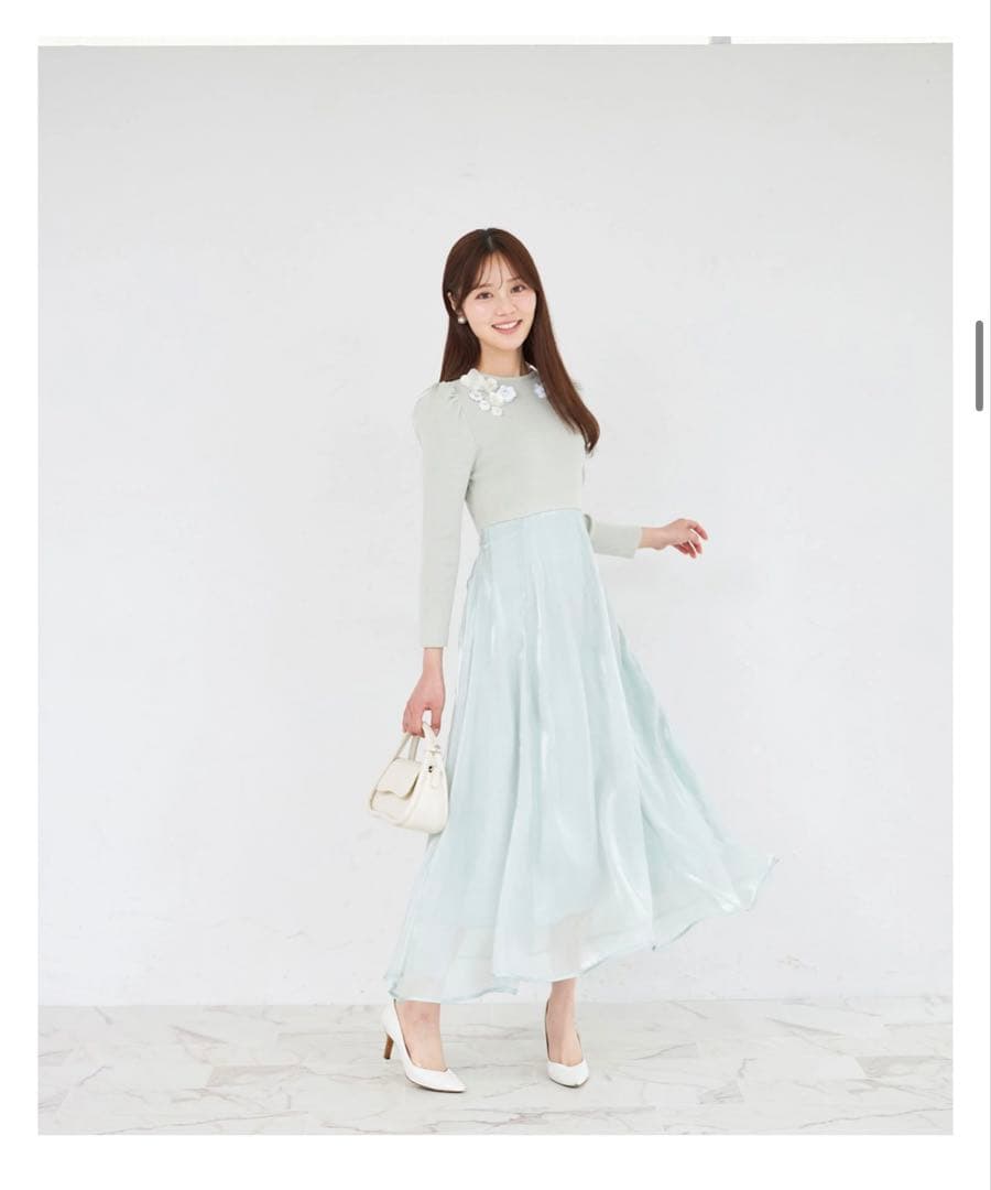 ウエストリボンフラワービジューニットドッキングワンピ tocco closet