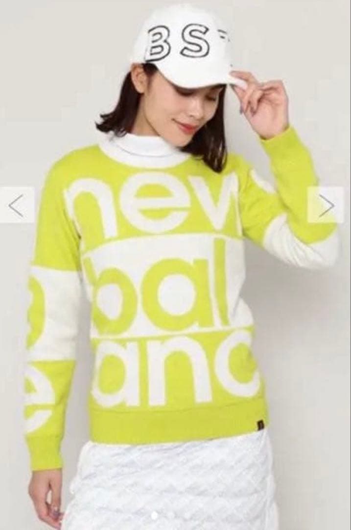 ✨美品✨ニューバランスゴルフ 防風 裏地付 ニット 2 L イエロー ビッグロゴ