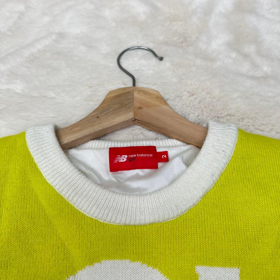 ✨美品✨ニューバランスゴルフ 防風 裏地付 ニット 2 L イエロー ビッグロゴ