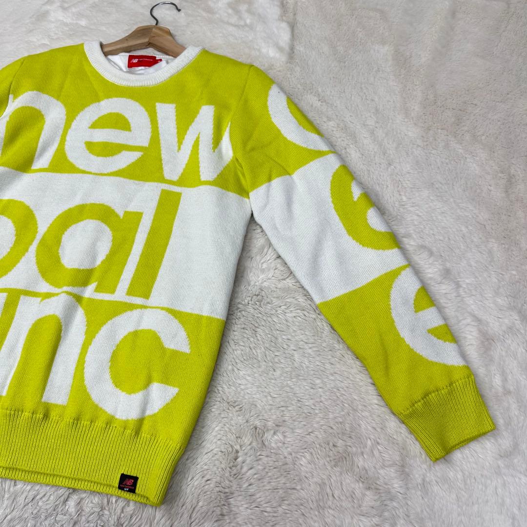 ✨美品✨ニューバランスゴルフ 防風 裏地付 ニット 2 L イエロー ビッグロゴ