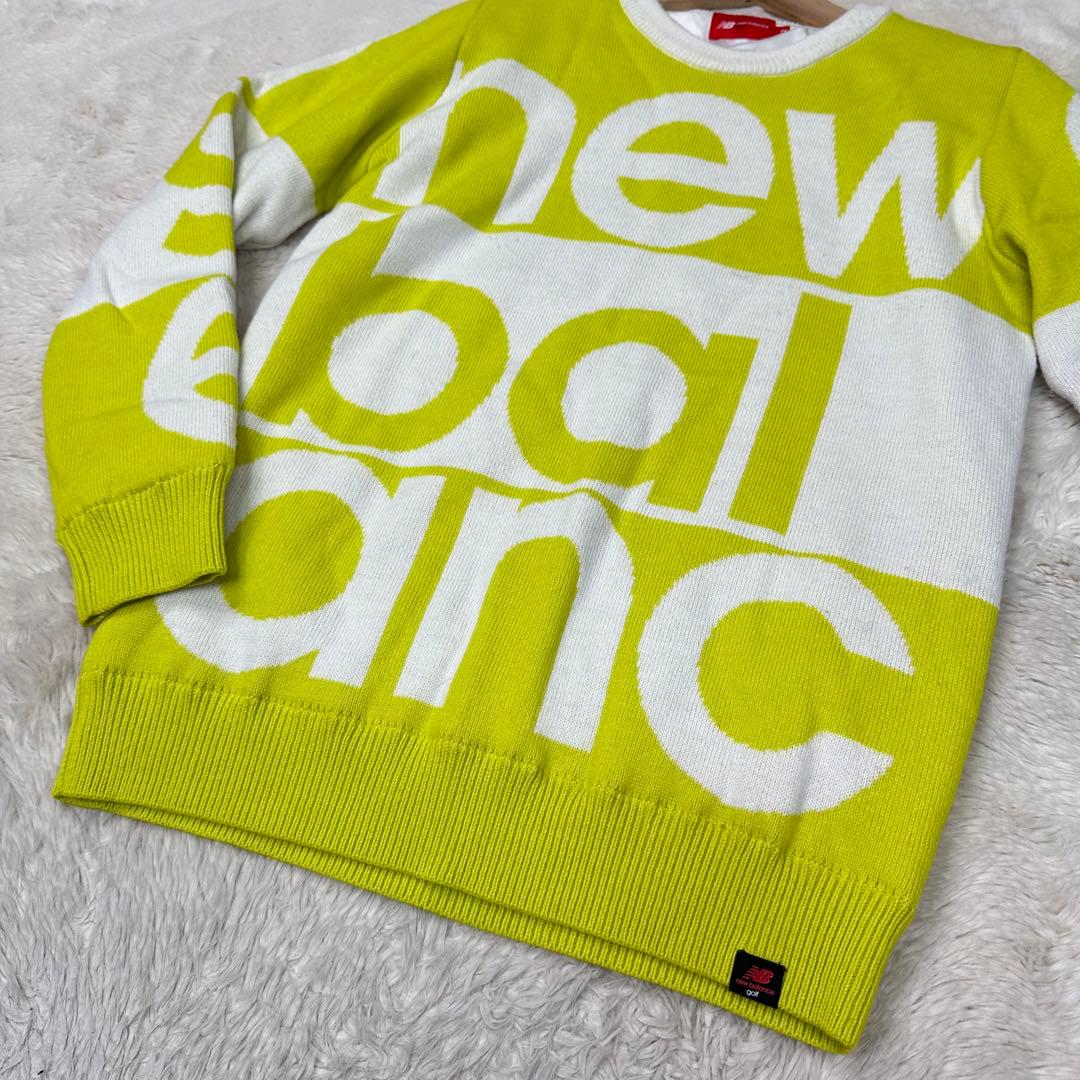 ✨美品✨ニューバランスゴルフ 防風 裏地付 ニット 2 L イエロー ビッグロゴ