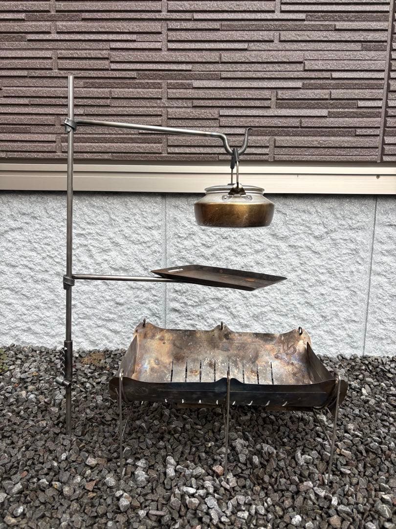 ハンドメイド　焚き火ハンガー　ファイヤーアンカー