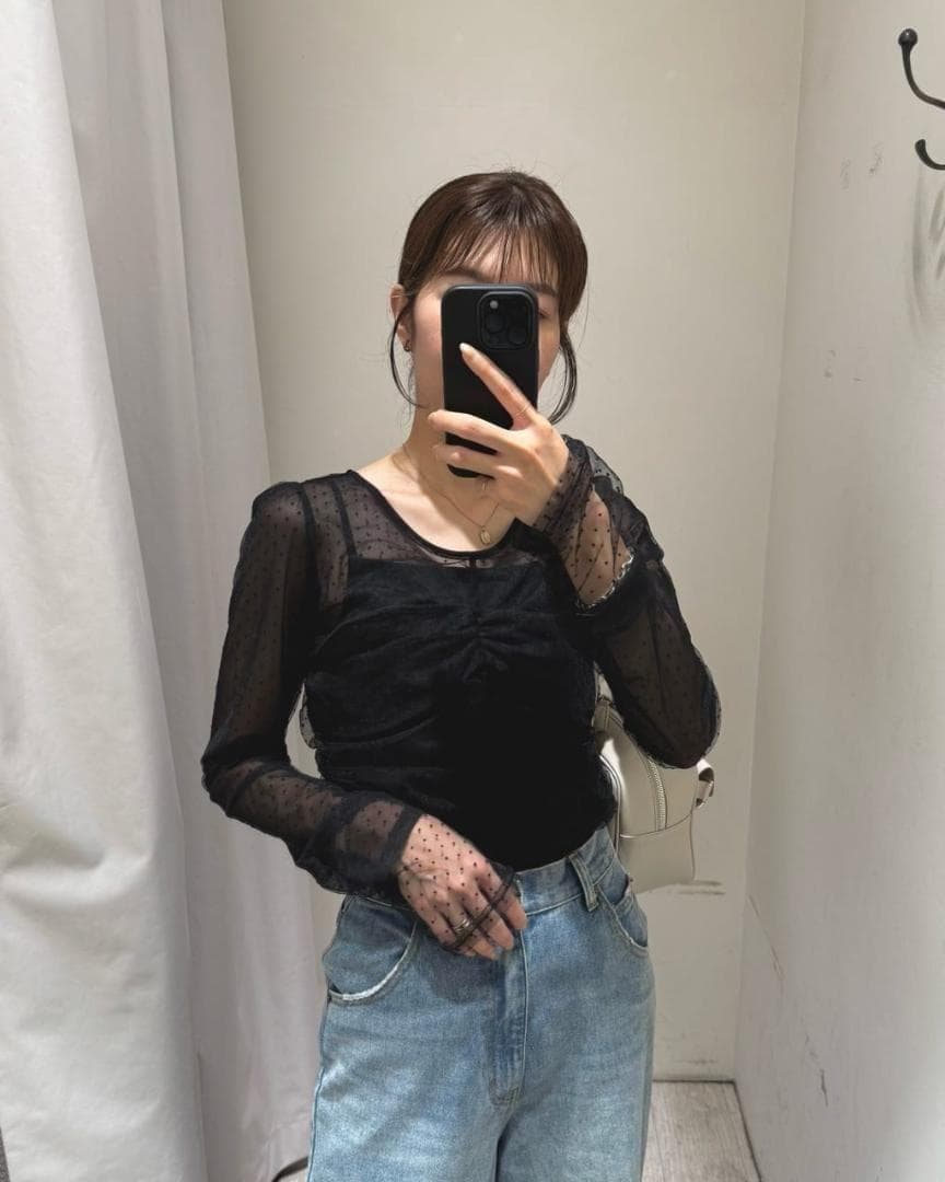 CAPRICIEUX LE'MAGE セレモニーにも◎ フロッキードットブラウス