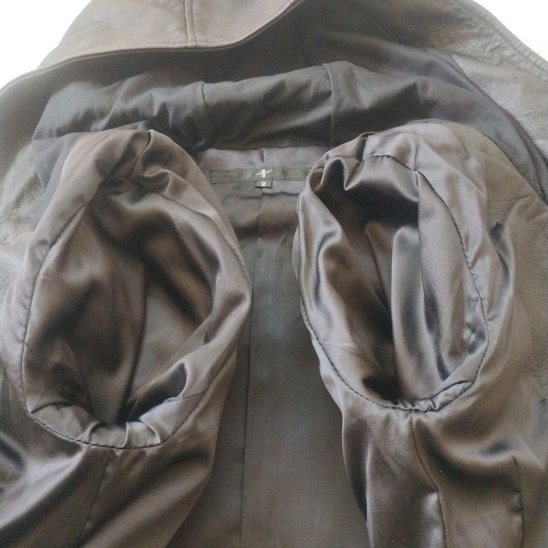 美品✨NO ID.　ラムバフィングフーデッドBLZ　レザージャケット　M　黒