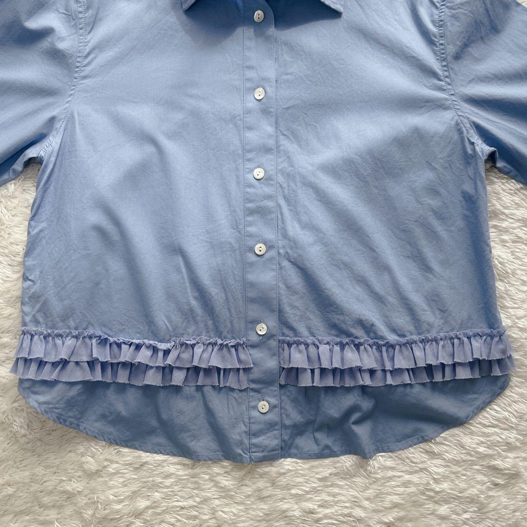 MUVEIL ミュベール バックフリルブラウス サックスブルー 38 M