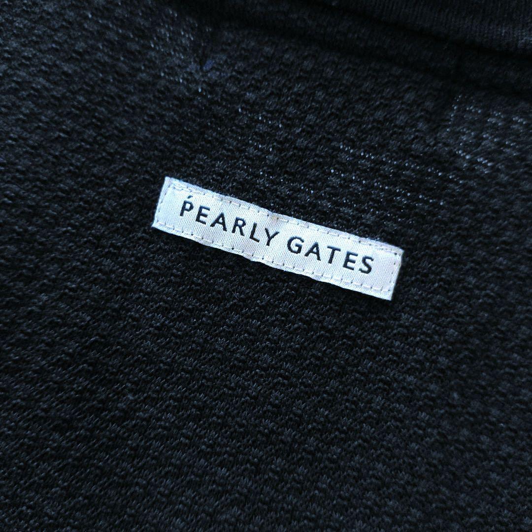 極美品 5 パーリーゲイツ ポロシャツ ゴルフウェア 刺繍ロゴ ネイビーホワイト