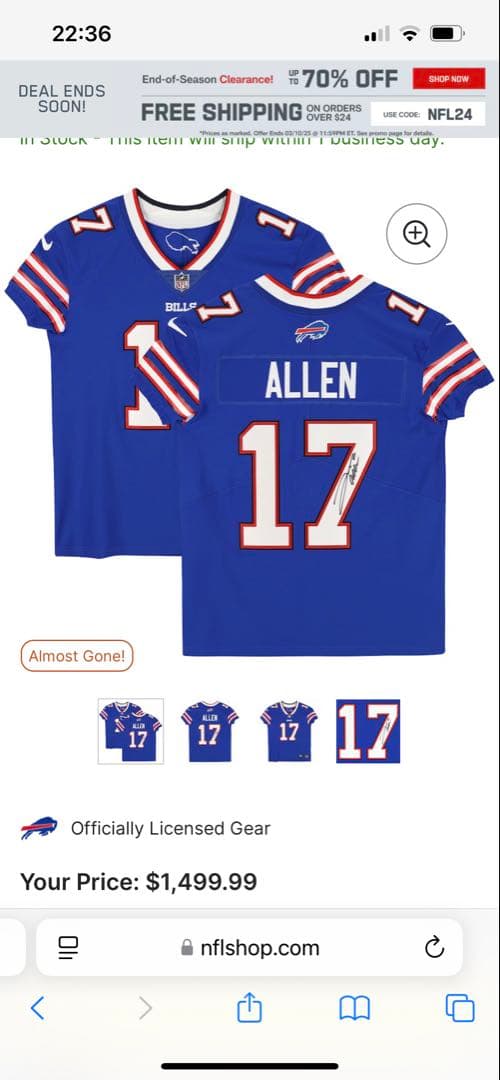 O*.様 NFL バッファロー・ビルズ　#17ジョシュ・アレン　　nflauct