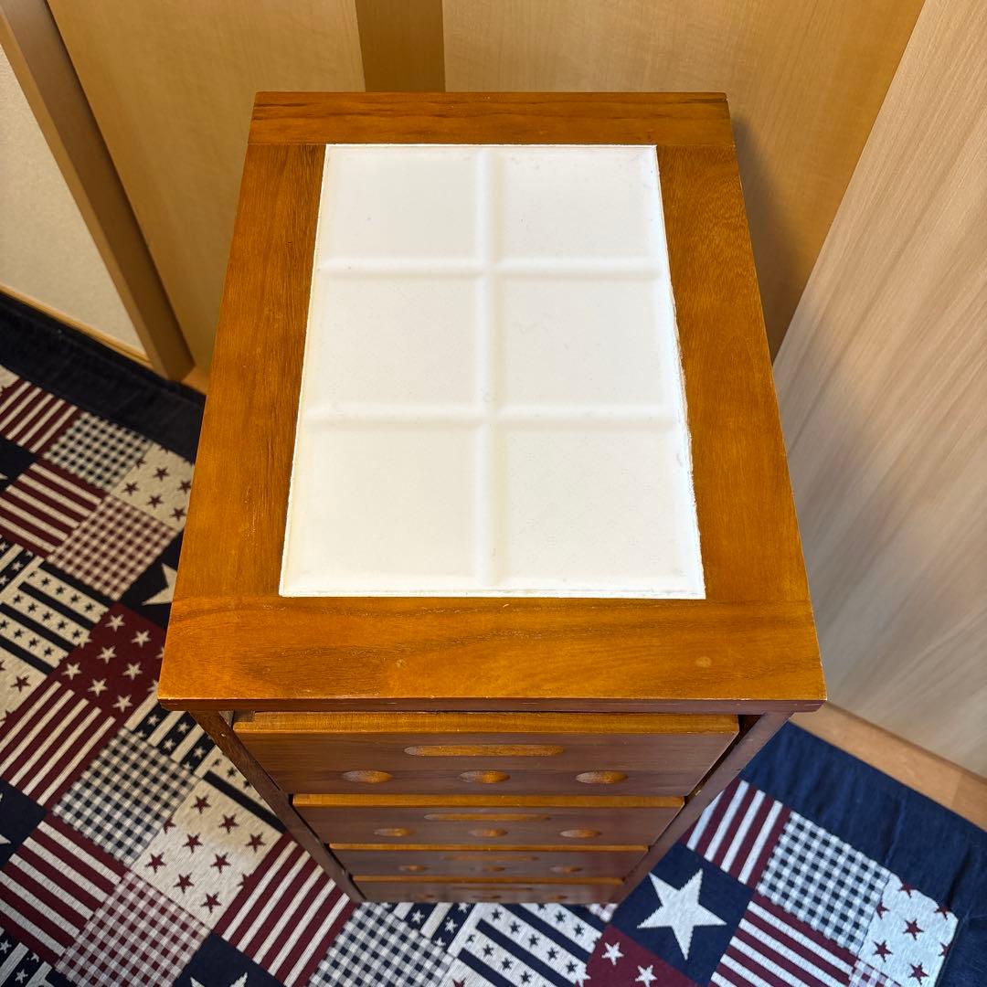 【美品】山善 木製キッチンワゴン 4段引き出し キャスター付 ストッカー