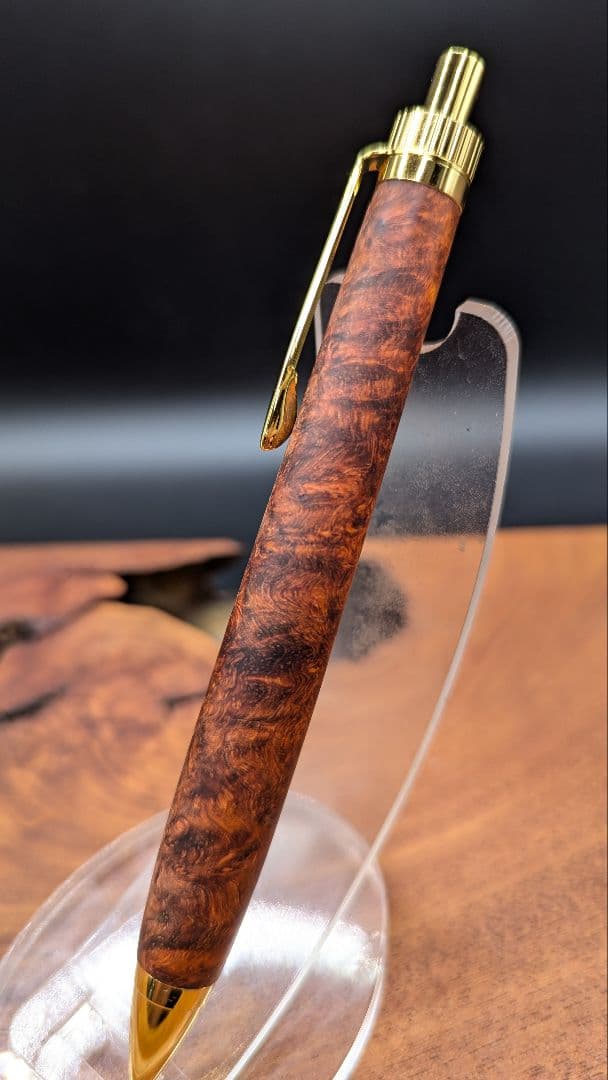 635超極上　本花梨瘤杢　木軸シャーペン　ボールペン