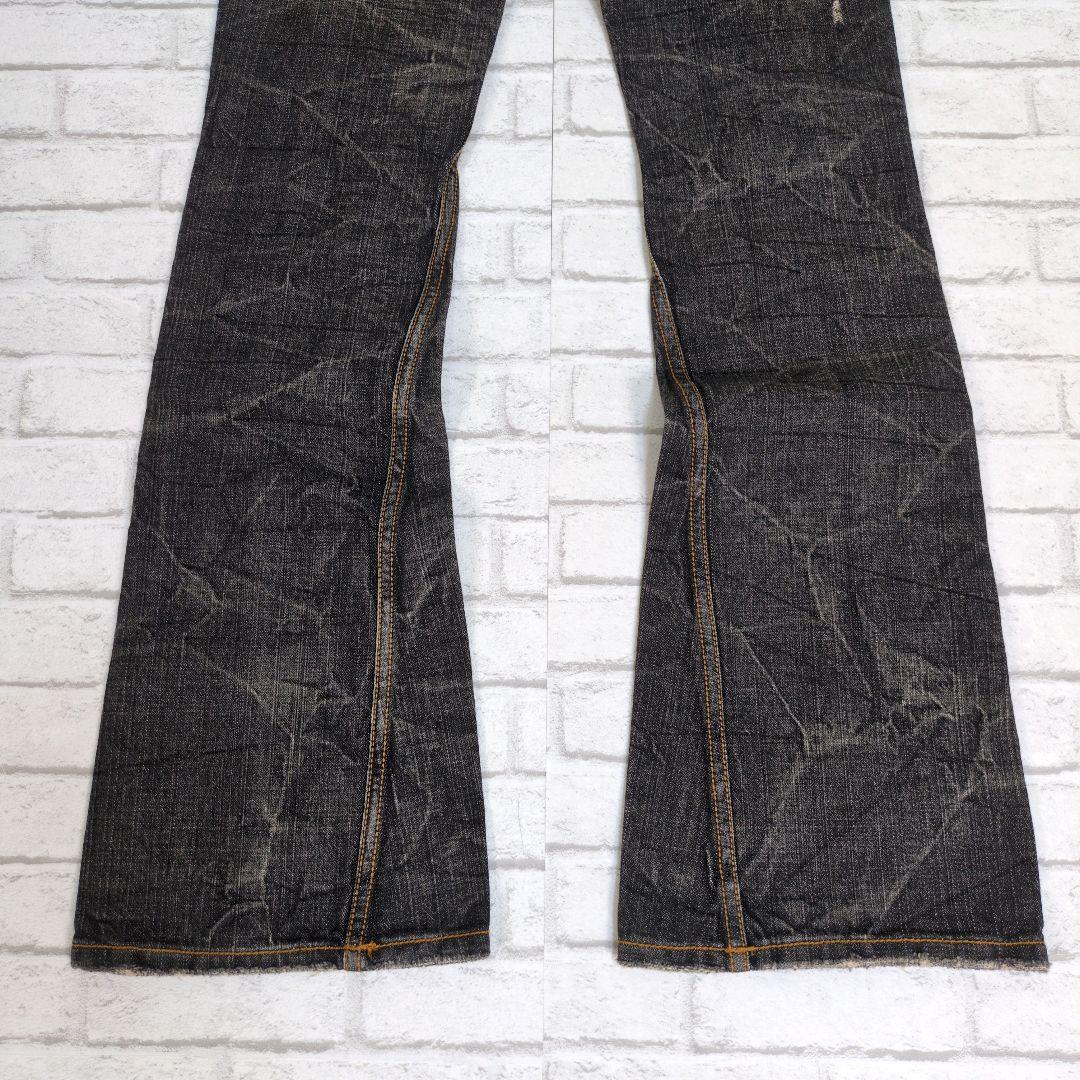 パンツ Casva 00s damage flare black denim pants