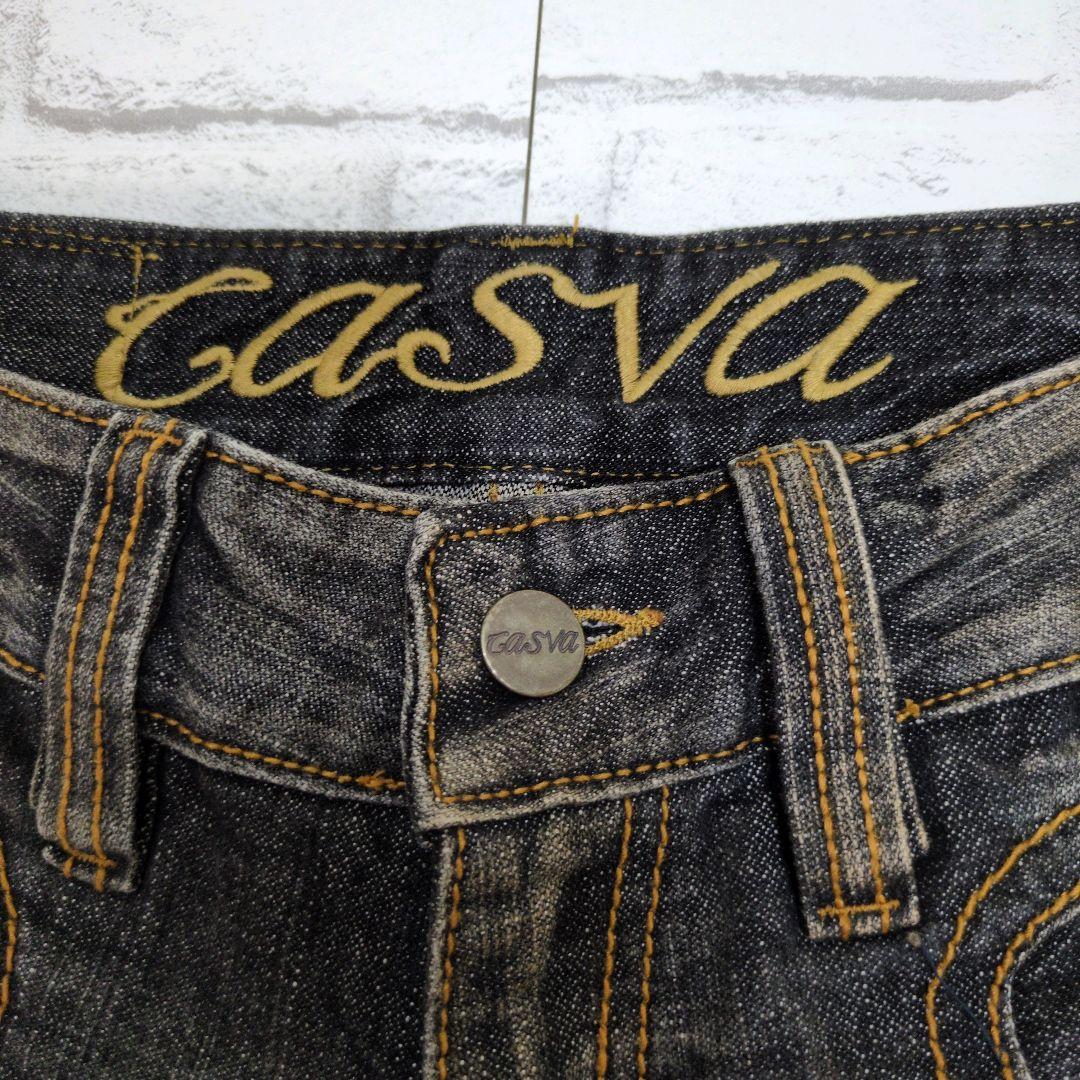 パンツ Casva 00s damage flare black denim pants