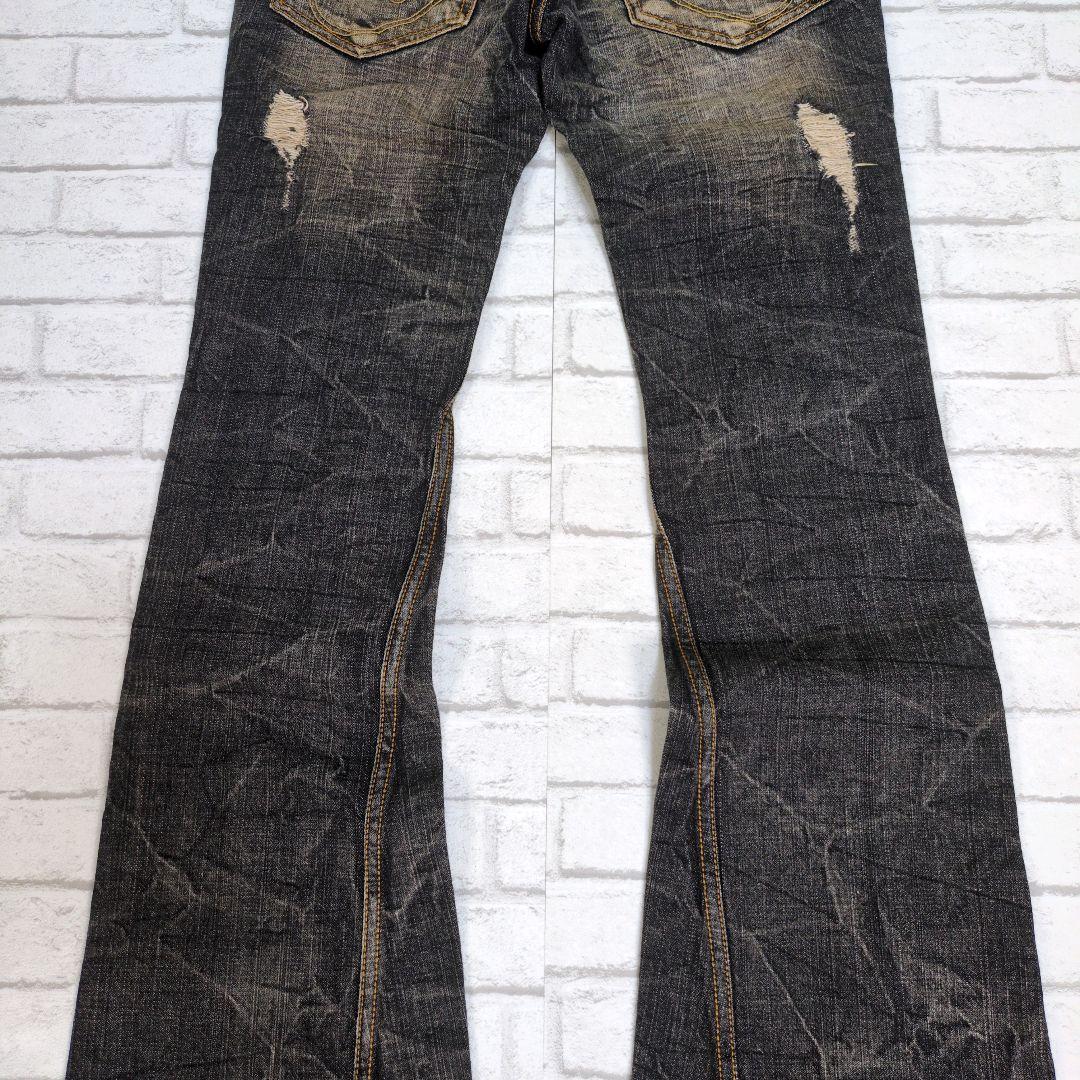 パンツ Casva 00s damage flare black denim pants