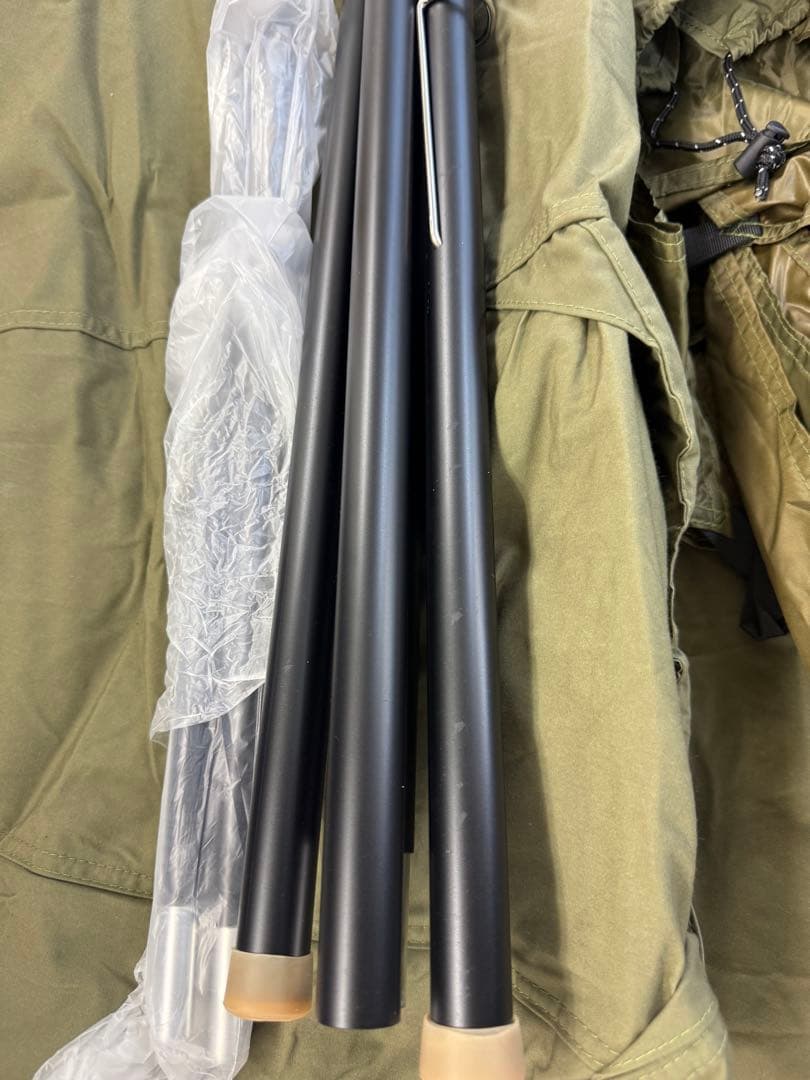 tomount ワンポールテント TC アーミーグリーン、グランドシート付き