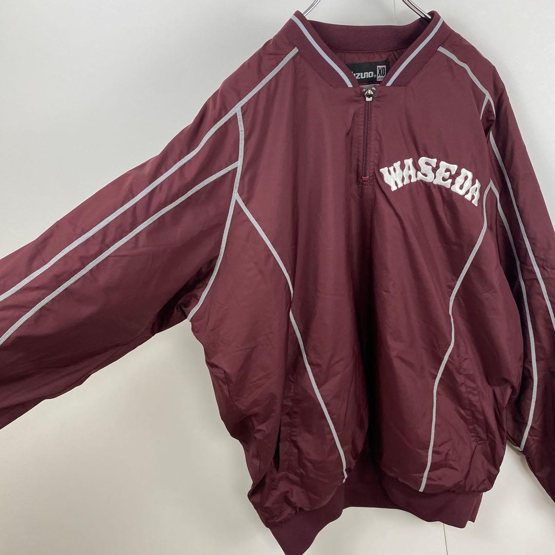 美品 MIZUNO ミズノ 早稲田実業 Vジャン ハーフジップ 野球 ロゴ入り