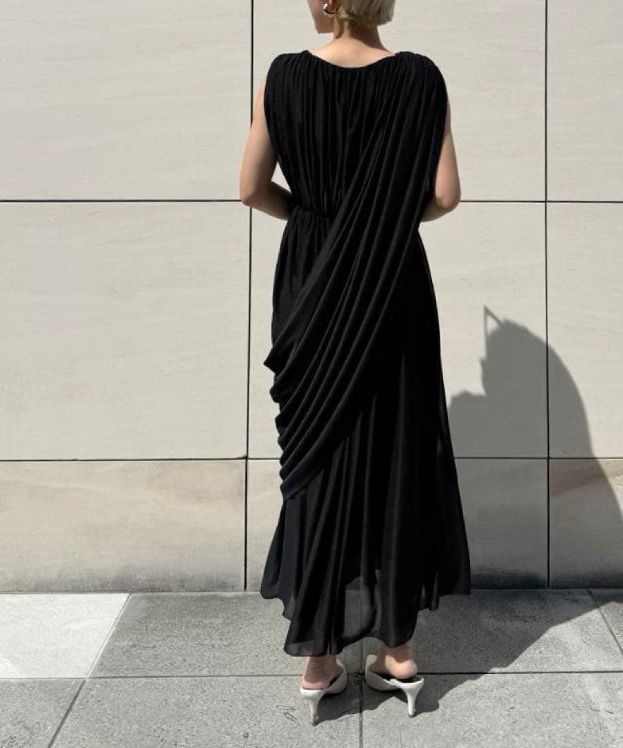 【タグ付き未使用】 JENNE 3wayモダンドレープドレス ブラック L