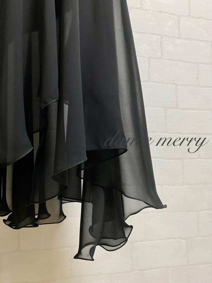 ＊新品　社交ダンス　スカート　黒　ラテン　ルンバ　パーティ　1377　スリット