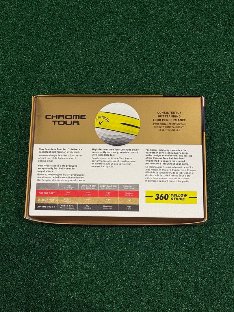 Callaway クロムツアー 360°イエローストライプ 白 ゴルフボール