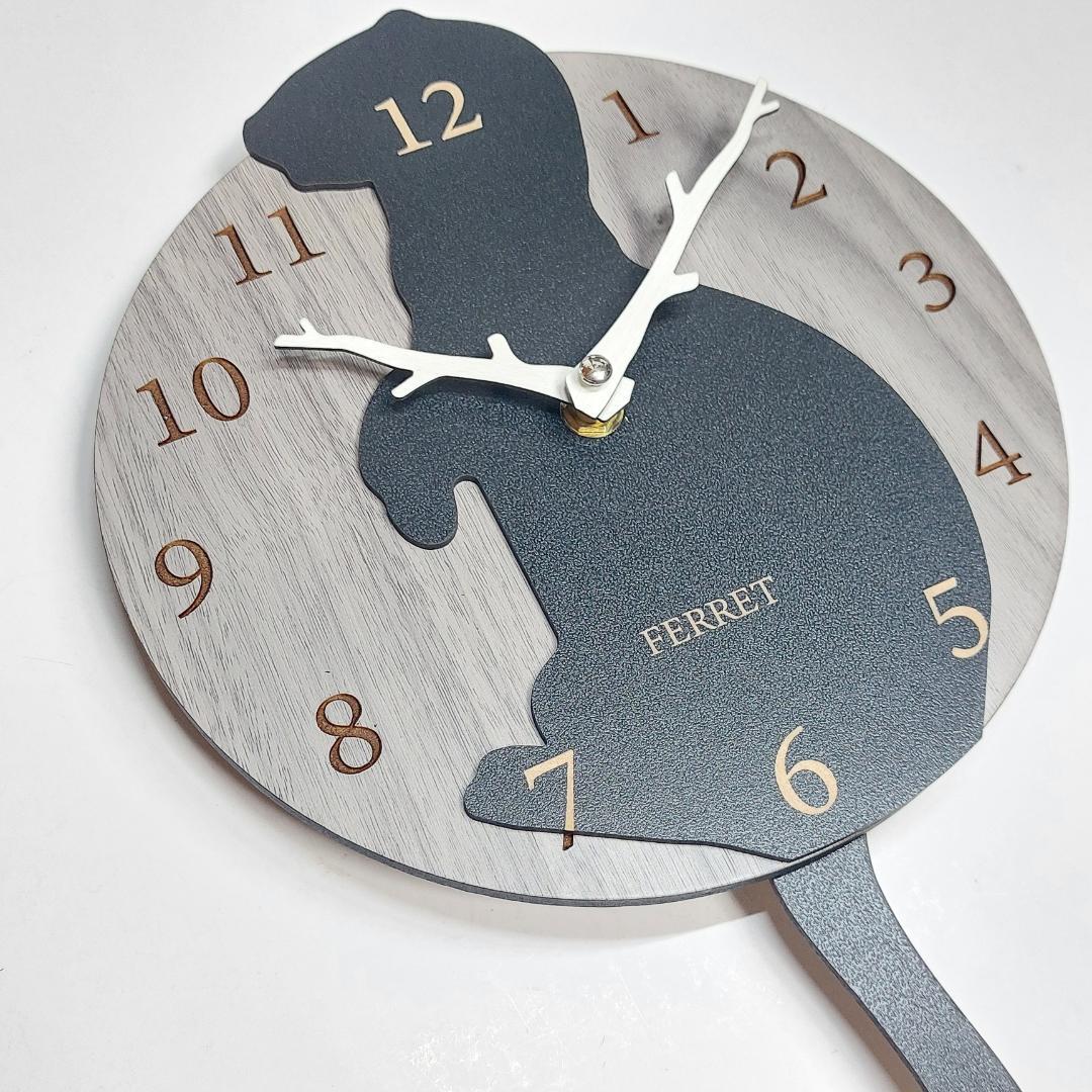 大版【限定値下げ】名入れ　しっぽ 振り子・はみ出し掛時計 フェレット