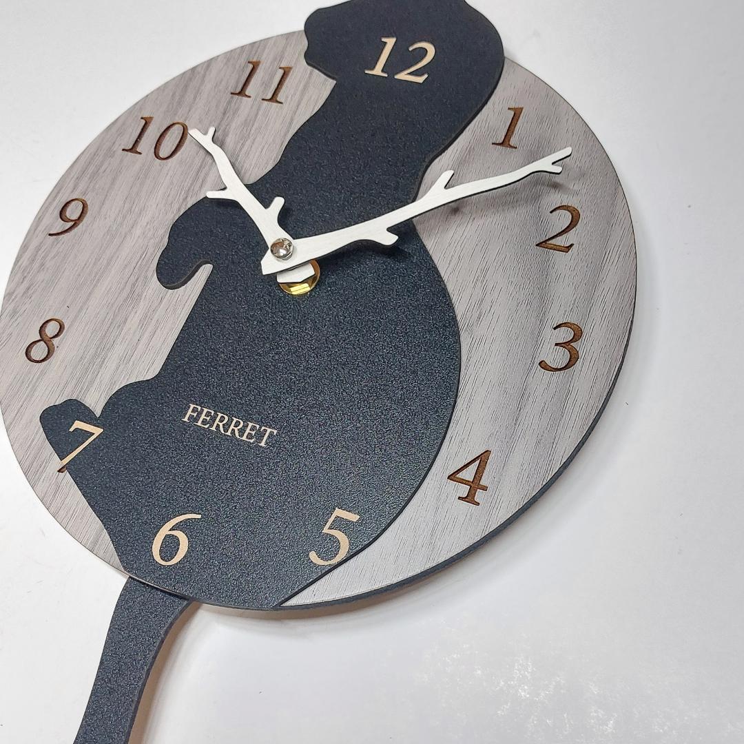 大版【限定値下げ】名入れ　しっぽ 振り子・はみ出し掛時計 フェレット