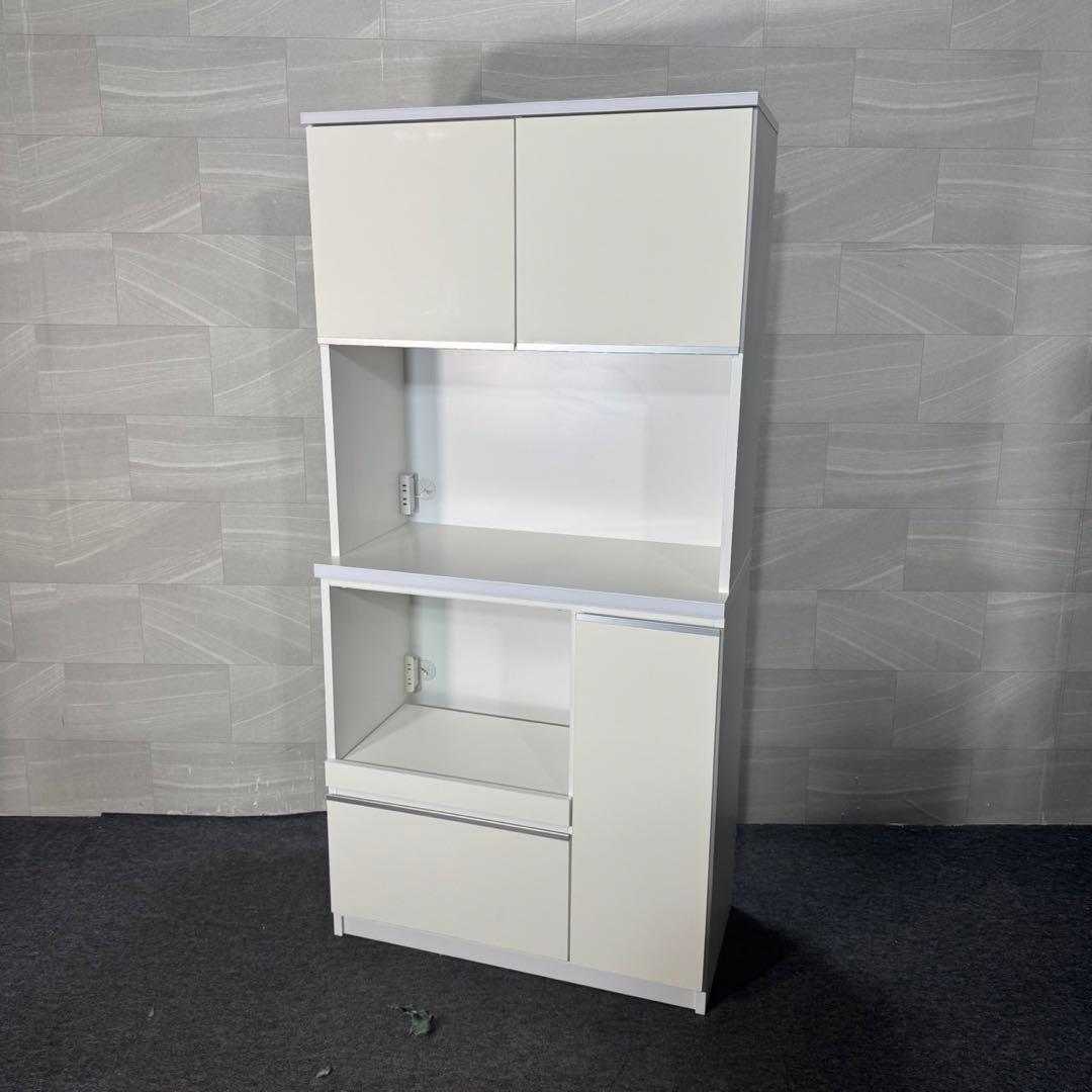 大川家具 キッチンボード ナポリ 食器棚 おしゃれ 90cmクラス d4081