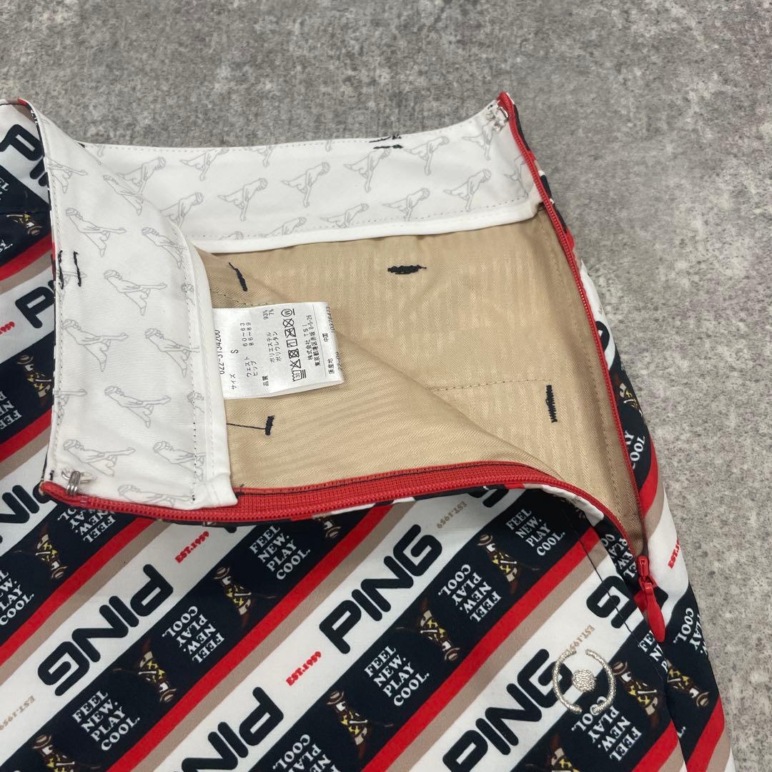 ■ PING ピン ゴルフウエア セットアップ 上下 総柄 ロゴ スカート S