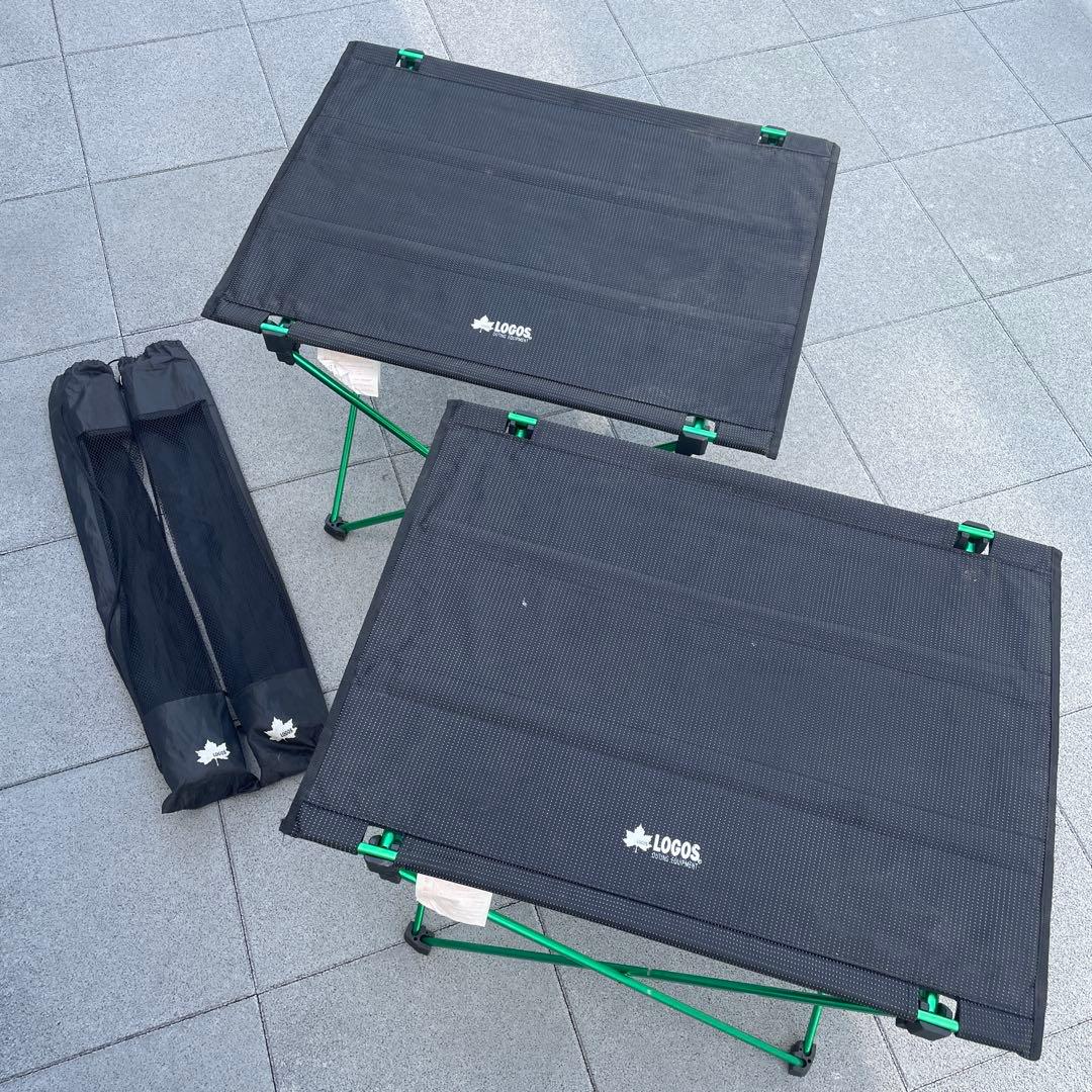 LOGOS アウトドアテーブル 黒 収納ケース付き