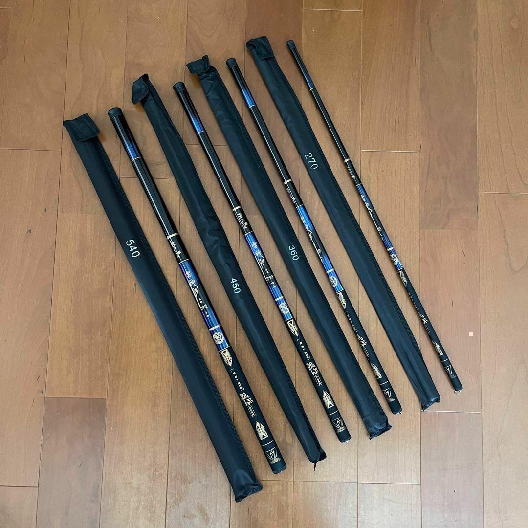 のべ竿　2.7m 3.6m 4.5m 5.4m 4本セット　渓流竿　軽量