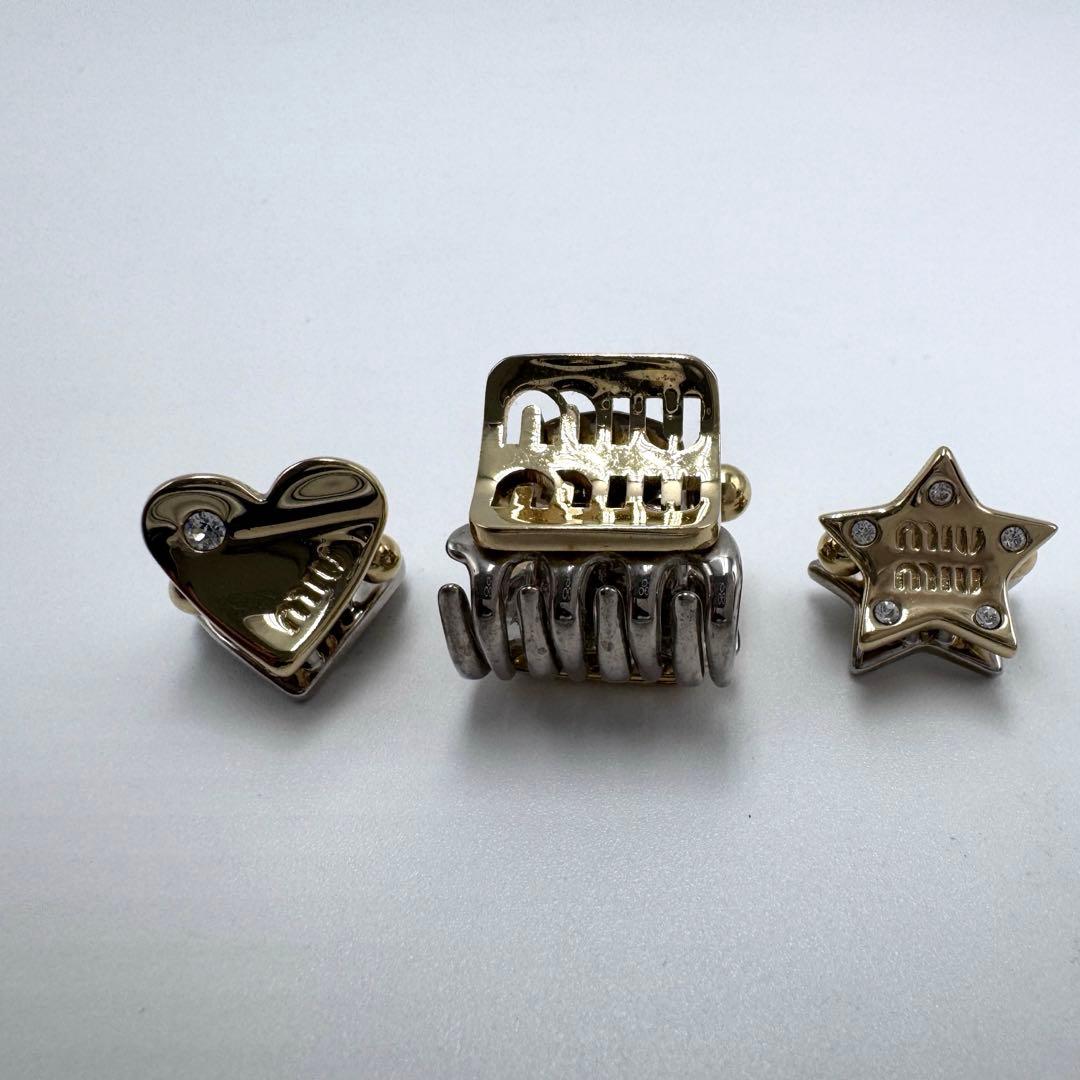 新品同様☆MIU MIU ミュウミュウ ヘアクリップ ハート スター 3点セット