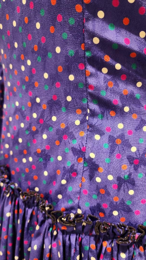 フラメンコドレス 青色 カラフル水玉　シージョ付き（中古）