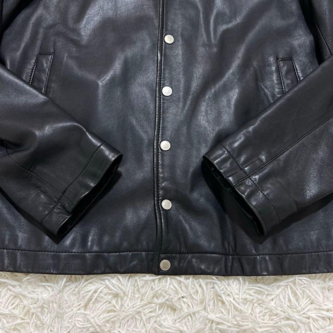 エディフィス　レザージャケット　ノーカラー　羊革　ブラック　M