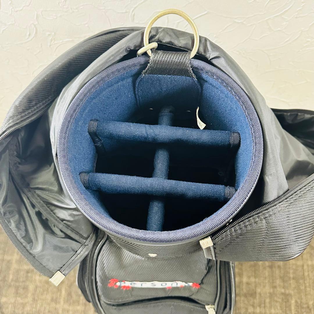 PERSON’S ゴルフバッグブラック 6分割収納 カラフルロゴ入り パーソンズ