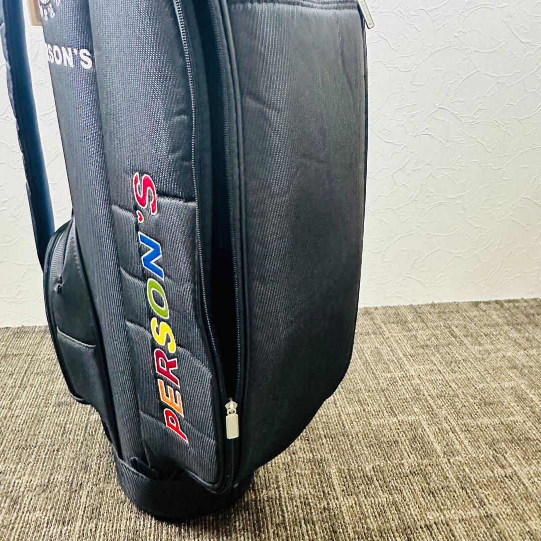 PERSON’S ゴルフバッグブラック 6分割収納 カラフルロゴ入り パーソンズ